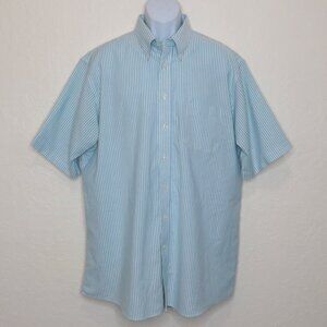 Stafford* Men's Short Sleeve Button Down Curved Hem Pocket Regular Fit Shirt~ XL